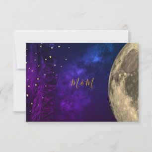 Cartons Réponse Monogramme d'or violet de ciel céleste de nuit RSV