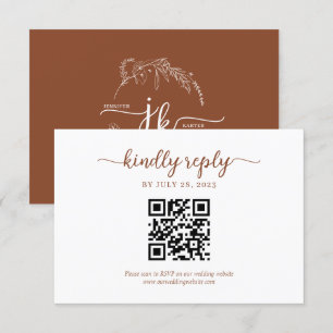 Cartons Réponse Monogramme floral en terre cuite minimale QR Code