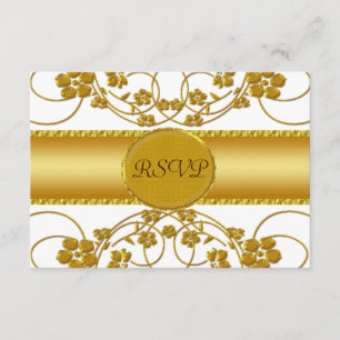 Cartons Réponse Monogramme Mariage or et blanc