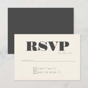 Cartons Réponse Monogramme Moderne Minimaliste Mariage Chic Noir