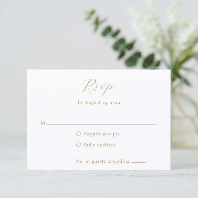 Cartons Réponse Monogramme Neutre Classique Élégant Mariage (Debout devant)