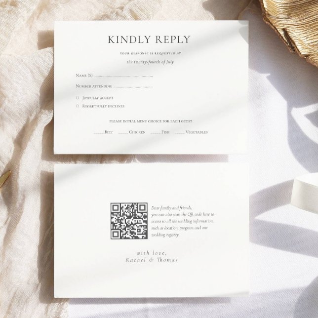 Cartons Réponse Monogramme noir blanc moderne Mariage officiel (Créateur téléchargé)