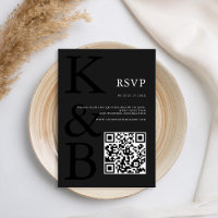 Monogramme noir mat moderne Mariage minimaliste