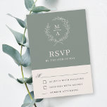 Cartons Réponse Monogramme simple et élégant<br><div class="desc">Choix classique et de bon goût dans les cartes de réponse mariages, ce design exprime une élégance simple dans sa disposition de texte et son style classique. Une simple couronne de laurier ouverte de feuilles esquissés entoure l'initiale monogramme de la mariée et du marié. Le modèle de texte élégant et...</div>