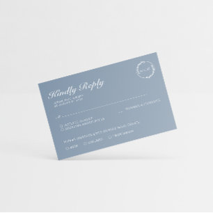 Cartons Réponse Monogramme Simple Minimaliste Feuille Bleu Poussié