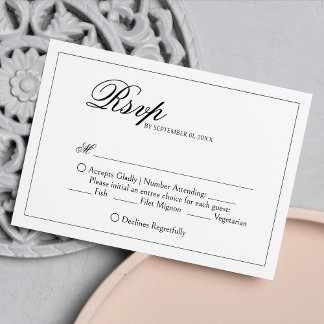 Cartons Réponse Monogramme Wreath Mariage élégant