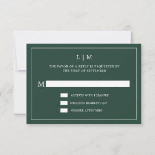 Cartons Réponse Monographie verte de forêt simple Mariage élégant