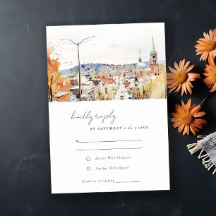 Cartons Réponse Montpelier City Scape Vermont Watercolor Mariage