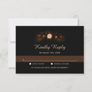 Cartons Réponse Moody Black avec Mariage Floral Orange Brûlé