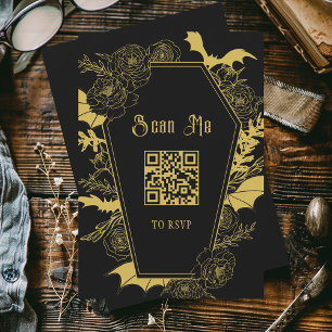 Cartons Réponse Moody Black Gold Mariage gothique QR Code Site Web