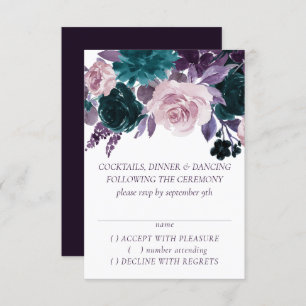 Cartons Réponse Moody Boho   Eggplant Purple Mariage floral foncé