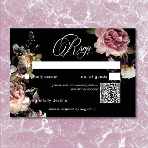 Cartons Réponse Moody foncé Pastel Opulent Floral noir QR Code