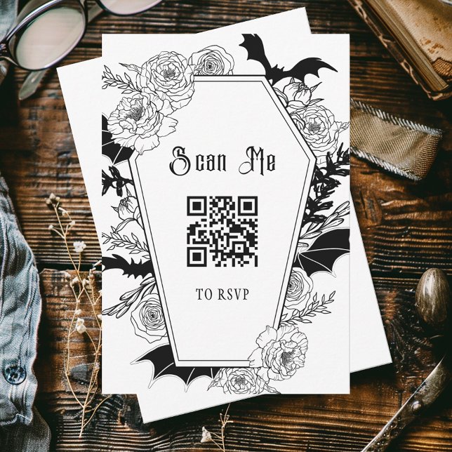 Cartons Réponse Moody Gothic Mariage QR Code Site Web (Créateur téléchargé)