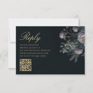 Cartons Réponse Moody Vintage Floral Peony Romance QR Code Mariage