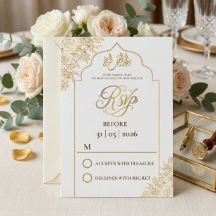 Cartons Réponse Mosquée florale dorée Élégance Nikah Mariage musul