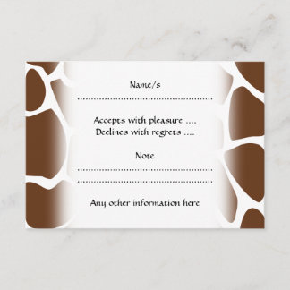 Cartons Réponse Motif d'impression Giraffe en Brown foncé.