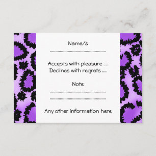 Cartons Réponse Motif Empreinte de léopard violet et noir.