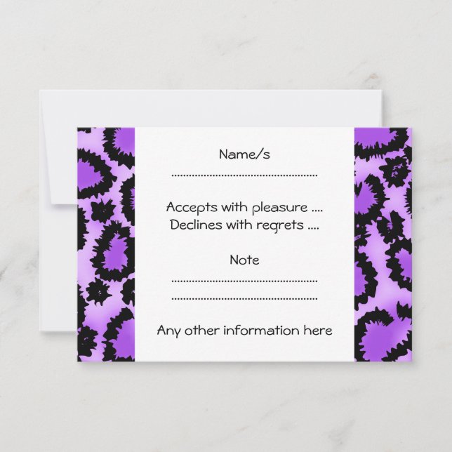Cartons Réponse Motif Empreinte de léopard violet et noir. (Devant)