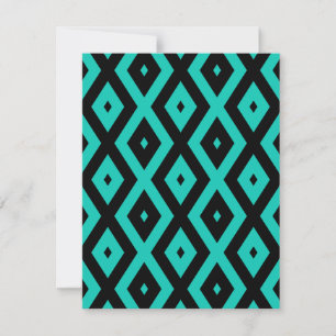 Cartons Réponse Motif en diamant noir et turquoise