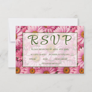 Cartons Réponse Motif floral rétro rose avec des marguerites