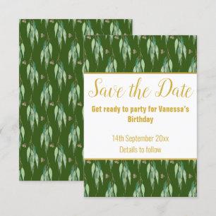 CARTONS RÉPONSE MOTIF LUXE EUCALYPTUS OLIVE ENREGISTRER LA DATE RS