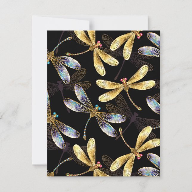 Cartons Réponse Motif sans couture avec libellules d'or (Devant)