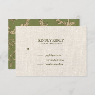 Cartons Réponse Motif Vintage beige vert Mariage