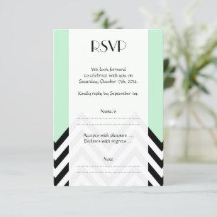 Cartons Réponse Motif Zigzag noir et blanc, vert, Mariage