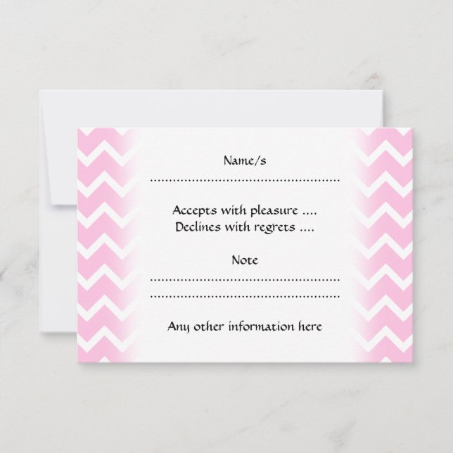 Cartons Réponse Motif Zigzag rose pâle et blanc. (Devant)
