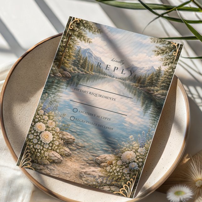 Cartons Réponse Mountain Lake Forest Wildflower Wedding (Créateur téléchargé)