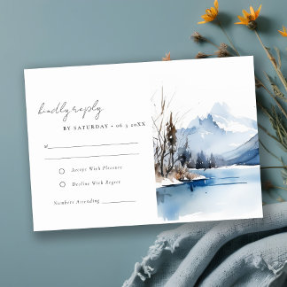 Cartons Réponse Mountain Lake Hiver Paysage Réception de mariage