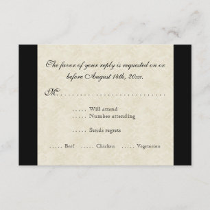 Cartons Réponse N noir Cream Fleur de Lis mariage damassé