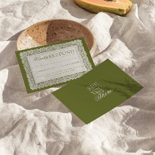 Cartons Réponse Nappe en dentelle vert olive chic pour mariage old