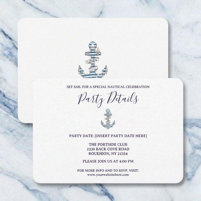 Cartons Réponse Nautical Striped Anchor Birthday Party Details (Perfect for your seaside event.)