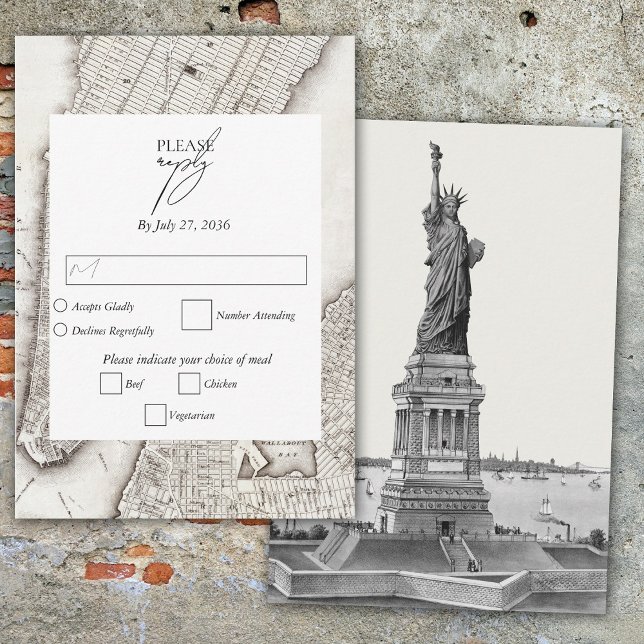 Cartons Réponse New York City Destination Mariage NYC (New York City Destination NYC Wedding RSVP Card)