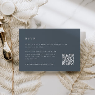 Cartons Réponse Noces d'hiver bleu ardoise Code QR