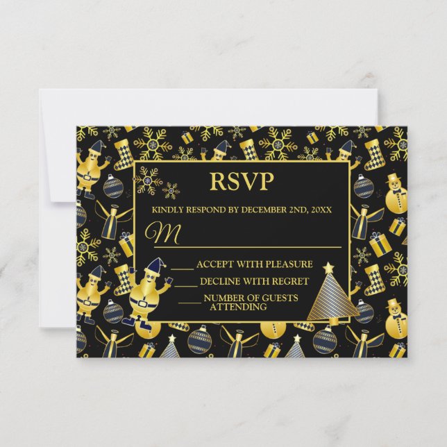 Cartons Réponse Noël Gold Père Noël Snowman Stocking Motif cadeau (Devant)