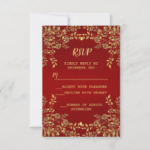 Cartons Réponse Noël Golden Feuilles Fête des Fêtes rouges