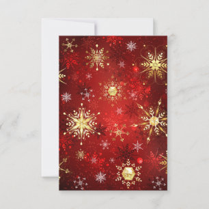 Cartons Réponse Noël Golden Snowflakes sur Arrière - plan rouge