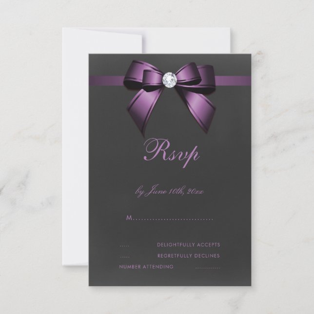 Cartons Réponse Nœud et ruban violet glamour (Devant)