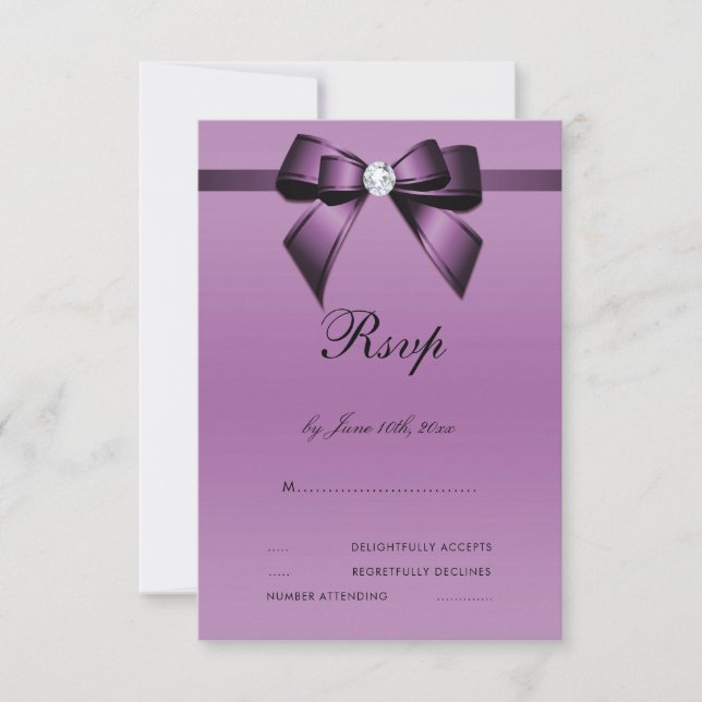 Cartons Réponse Nœud et ruban violet glamour (Devant)