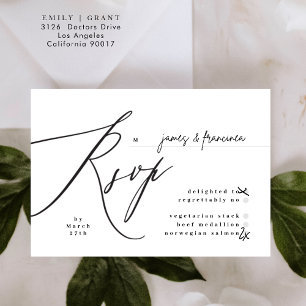 Cartons Réponse Noir & blanc moderne Mariage simple