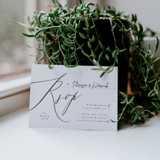 Cartons Réponse Noir & blanc moderne Mariage simple