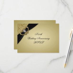 Cartons Réponse Noir d'or 50e anniversaire Mariage