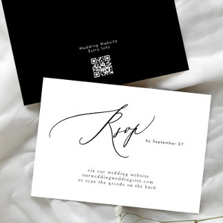 Cartons Réponse Noir et blanc moderne Simple QR Code Mariage