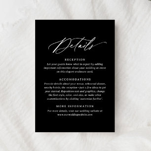 Cartons Réponse Noir Moderne Calligraphie Détails du Mariage