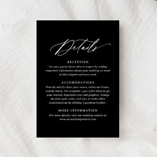 Cartons Réponse Noir Moderne Calligraphie Détails du Mariage