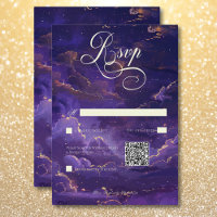 Noir Moody Purple & Gold Moonlit Clouds QR Code