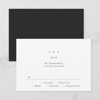 Cartons Réponse Noir sur Noir Moderne Minimaliste Simple Mariage
