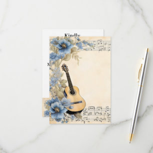 Cartons Réponse Notes de musique guitare Fleurs